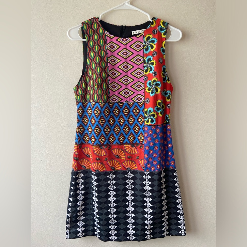 Alice + Olivia Patchwork Shift Dress size 2